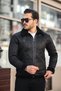 Fur Faux Leather Patterned Fabric Men's Coat -1038- - 3
