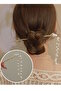 Gold Color Pearl Dangle Bun Hair Clip - 2