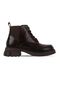 Women's Coffee Colored Lace-Up Short Boots with Zipper - 2