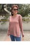 V-Neck Striped Sweater Dusty Rose - 3