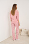 Pink Snowflake Pattern Embroidered Fleece Winter Knitted Pajama Set - 3