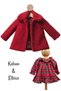 Red Cashmere Coat and Plaid New Year Dress 2-Piece Baby Girl Bottom-Top Set