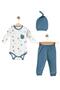 Sailor Themed Blue Bodysuit, Bottoms and Beret 3-Piece Baby Boy Bodysuit Set