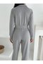 Women's Tracksuit - Casual Suit - Wide Cuffed Zippered Bottom Top Set-2576 - 7