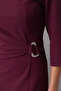 Women's Plum Slim Fit Crew Neck Accessory Detailed Midi Event Dress - 4