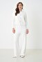 Women's Ecru Plush Fabric Knitwear Pantalon 5245 - 3