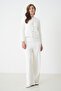 Women's Ecru Plush Fabric Knitwear Pantalon 5245 - 7