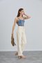 Ns-10036 Women's High Waist Beige Palazzo Jean Pants Boyfriend Loose Wide Leg Jeans - 4