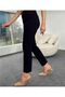Ns-42663 Women's High Waist Black Cut-Out Hem Jean Mom Jeans Slim Fit Denim Pants - 2