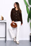 Brown Angora Soft Knit Cardigan - 2