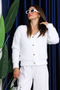 White Tasseled Short Angora Soft Knit Cardigan - 3