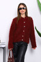 Burgundy Buttoned Glitter Angora Soft Knit Cardigan
