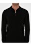 Slim Fit Polo Collar Zippered Basic Knit Sweater - 4