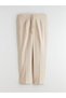 Lcwaikiki classic beige elastic waist carrot cut women's pleated pants - 5