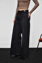Piedra Women's 100% Cotton Wide Leg Seamless Finish Denim Black Jeans - 5