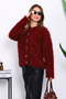 Burgundy Buttoned Glitter Angora Soft Knit Cardigan - 3
