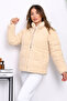 Beige Zippered Lined Short Plush Coat - 4