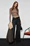 Piedra Women's 100% Cotton Wide Leg Seamless Finish Denim Black Jeans - 2