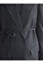 Lcw Modest Anthracite Women's Blazer Jacket with Belt - 3