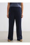 Navy Blue Women's Sweatpants with Elastic Waist - 6
