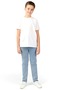 Boy's Slim Fit Slim Fit Straight Leg Blue Jean Trousers with Pockets