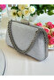 Silver Color Stone Pearl Detailed Chain Handle Women's Evening Dress Bag - 4