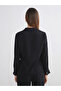 Black Double-Breasted Blouse with Tie Detail - 4