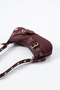 Burgundy Eyelet Belt Buckle Detailed Women's Baguette Hand, Arm and Shoulder Bag - 4