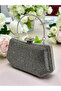 Platinum Color Stone Pearl Detailed Handle Women's Evening Dress Bag - 2