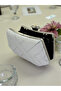 Silver Color Stone Pearl Detailed Handle Women's Evening Dress Bag - 6