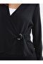 Black Double-Breasted Blouse with Tie Detail - 3
