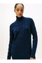 Soft Wool Hair Braided Turtleneck Long Sleeve Women's Blue Dress Ww0Ww46429C1G - 2