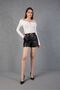 Belted High Waist Women's Leather Black Shorts - 6