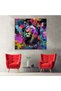 Tablou cap leu fundal abstract multicolor, cod 5006 - 5