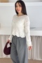 White Knitwear Knitted Sweater Off Shoulder Standard Size - 5