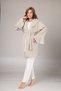 Women's Beige Jacquard Shawl Collar Lace Winter Special Design Maternity and Postpartum Robe Pajama Set - 2