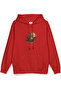 Teddy Bear Stay High Printed Hooded Yarı Oversized Sweatshirt Red Hoodie 1069