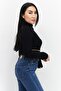 Women High Neck Rib Sweater, Black - 3