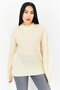 Women Crew Neck Long Sleeve Textured Sweater, Beige