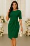 Pleated Short Sleeve Round Neck Crepe Fabric Dress - 4