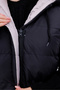 Gray Black Double-Sided Hooded Long Puffer Vest - 7