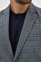 Facune Men's Dark Navy Blue Plaid Fabric Mono Collar Sports Blazer Jacket - 3