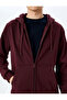 Pocket Detailed Raised Zippered Cotton Basic Hooded Sweatshirt - 5
