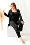 Lace Detailed Pegasus Women's Pajamas Set with Dressing Gown - Dowry Set - Large Size Range - 5
