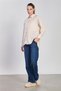 Women's Oversize Shirt with Wooden Buttons - Stone Color - 3