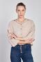 Women's Three Quarter Sleeve Short Shirt - Beige - 2