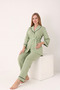 Front Tie-Detail Wide Collar Maternity and Postpartum Pajama Set - 3