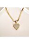 Zircon Stone Heart Detailed Italian Chain Steel Necklace (46.5 cm) - 3