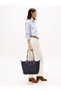 Women's Zippered Inner Pocket Metallic Th Logo Short Strap Navy Blue Shoulder Bag Aw0Aw17711-Dw6 - 2