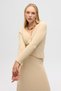 Fluff Tie-Up Beige Top-Skirt Set